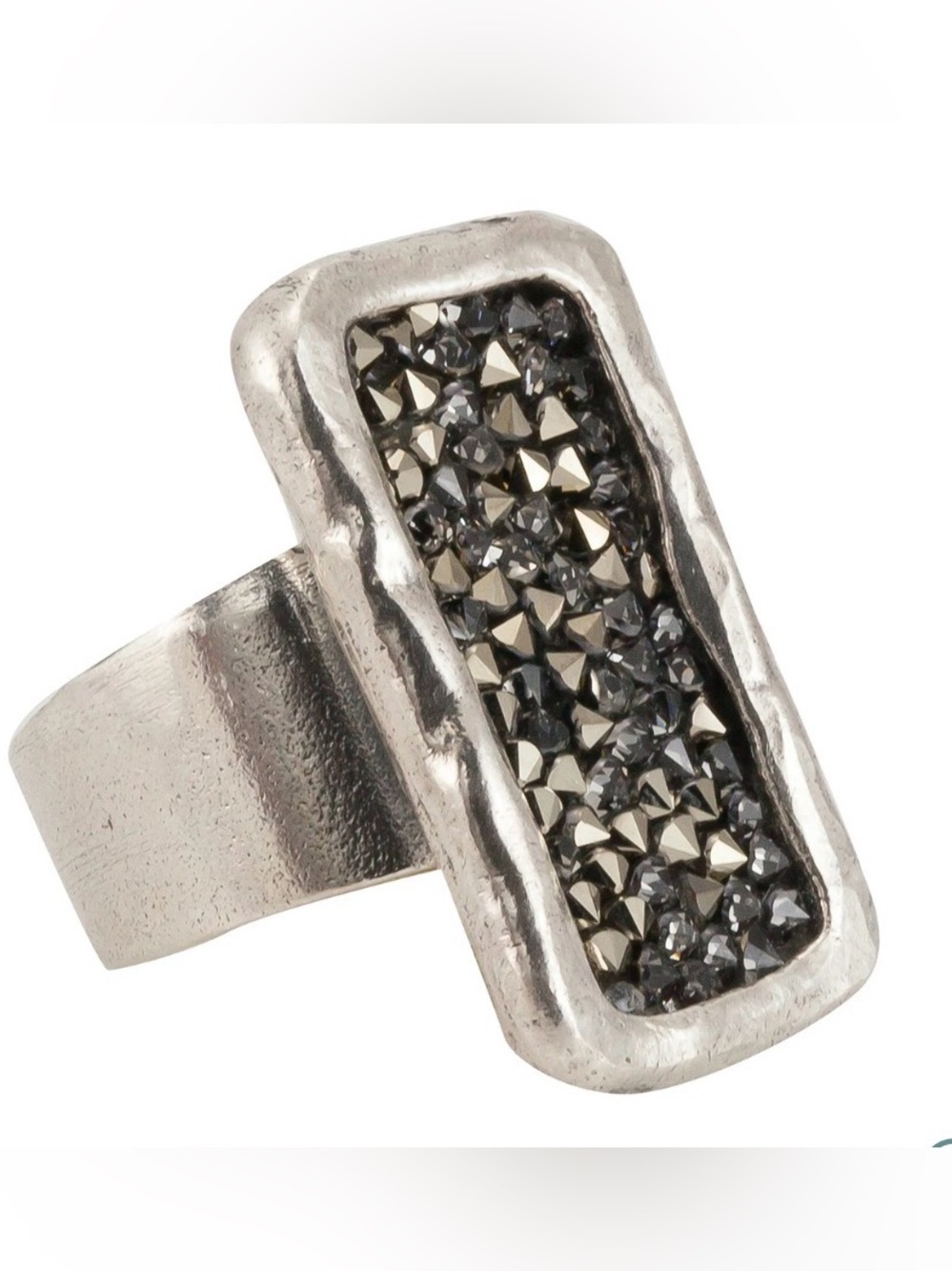 Waxing Poetic White Bronze Kristal Plate Ring (Size 7.5)
